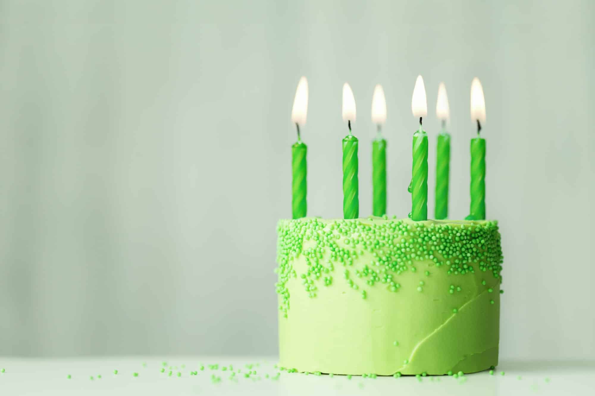 Green birthday cake