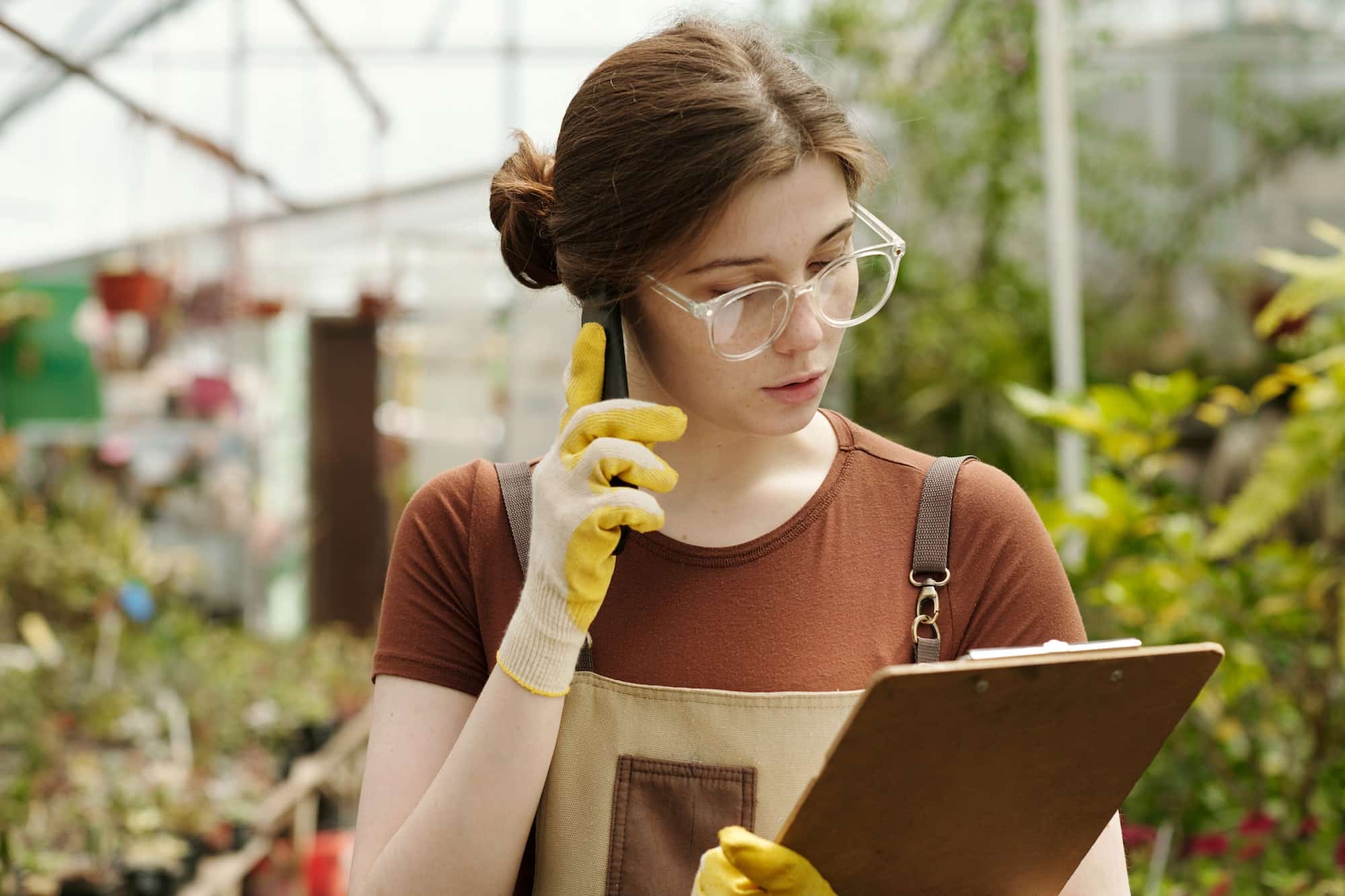 Florist taking an order by phone